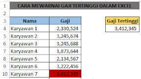Cara Mewarnai Gaji Tertinggi Otomatis Dalam Excel Dengan Conditional Formatting 